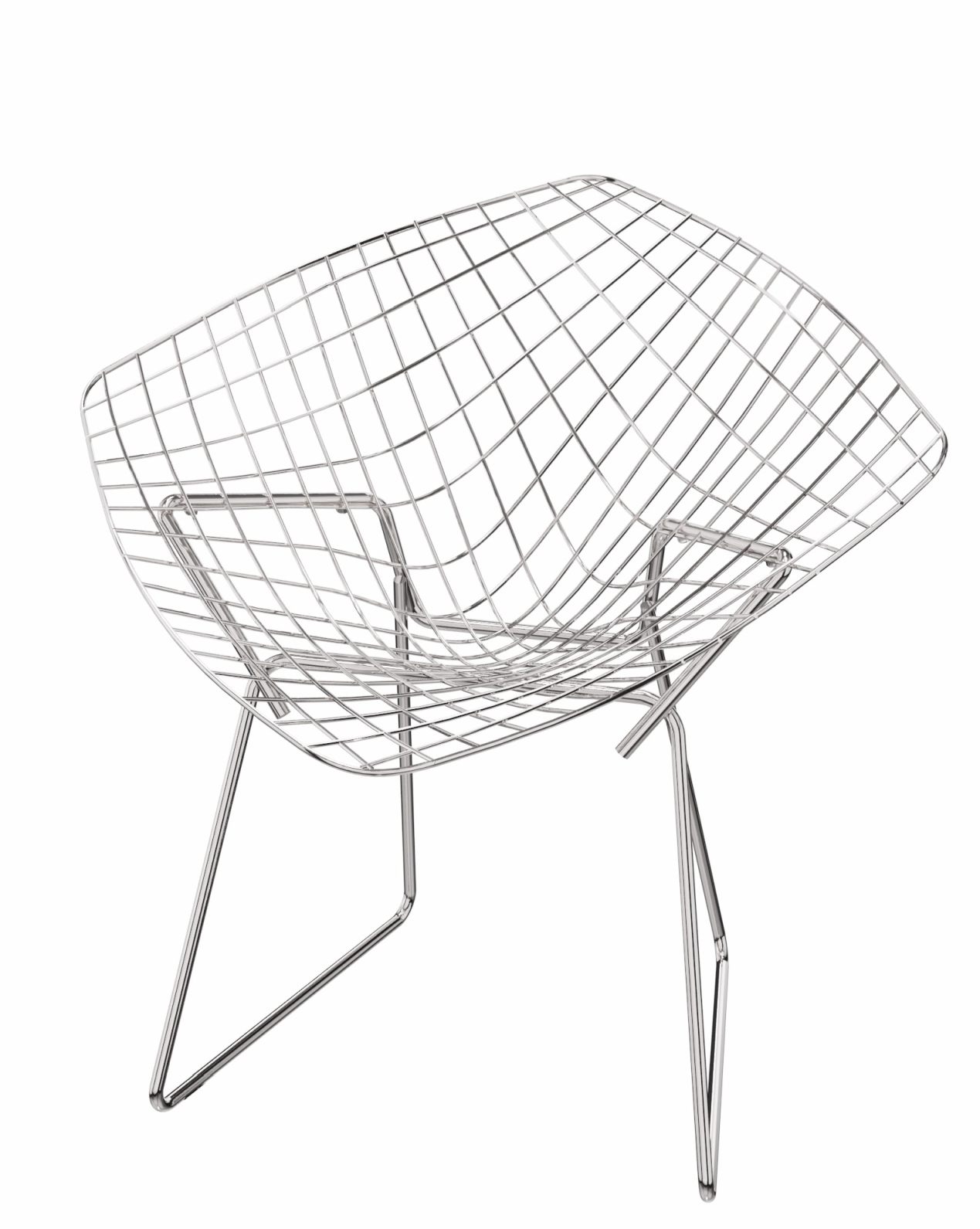 Diamond Sessel aus verchromtem Draht von Knoll International, moderner Designklassiker für Wohnzimmer und Büro.
